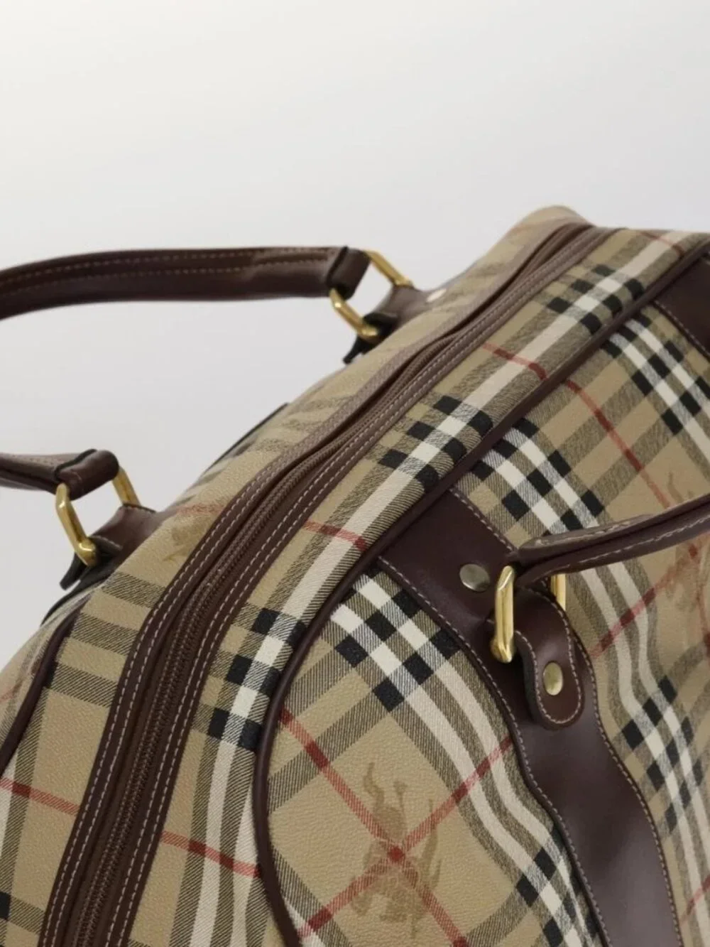 Burberrys Nova Check Boston Bag PVC Leather Beige - Picture 8 of 16